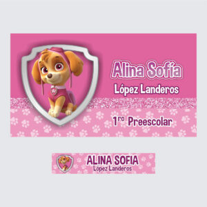 Etiqueta personalizada vinil paw patrol skye