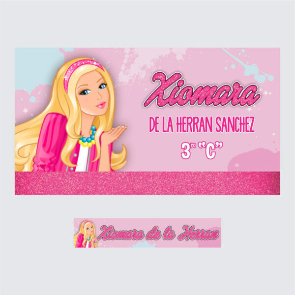 Etiqueta personalizada papel adherible barbie