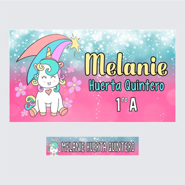 Etiqueta personalizada adherible unicornio