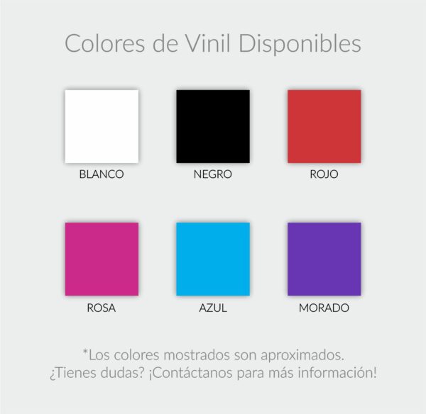 Colores vinil rotulacion lavable disponibles