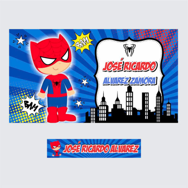 Etiquetas Escolares Personalizadas Spiderman - Imagen 3